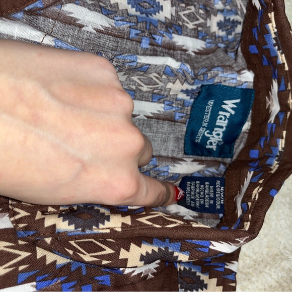 Brown and Blue Patterned Men’s Top - Picture 2 of 2